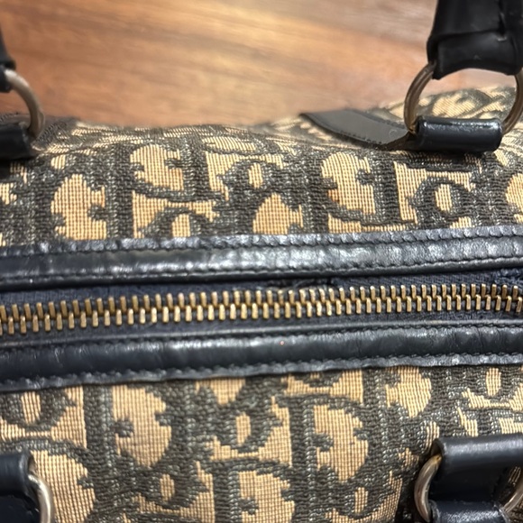 Dior Pre Owned Vintage Boston in the Classic Navy Jacquard Pattern Canvas Bag . - Picture 12 of 15